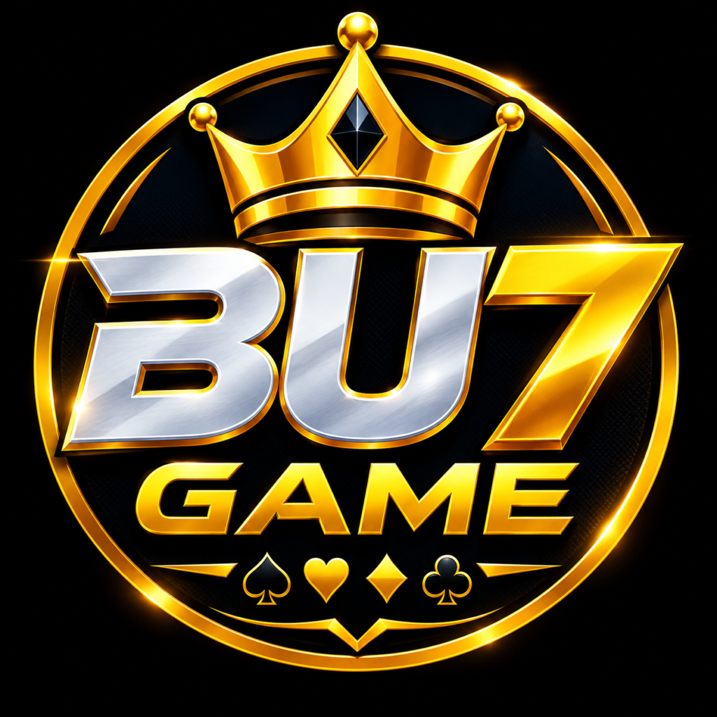 BU7 Game Logo – HD Golden Crown and Silver BU7 Gaming Emblem on a Black Background